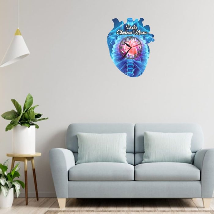 Ceas personalizat pentru Cabinet Cardiologie, Lemn, 39x31 cm, CDRUV012 - imagine 2