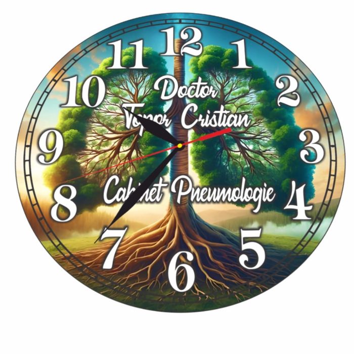 Ceas personalizat pentru Cabinet Pneumologie, Lemn, 40 cm, CDRUV016 - imagine 4