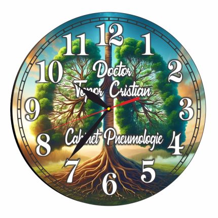 Ceas personalizat pentru Cabinet Pneumologie, Lemn, 40 cm, CDRUV016