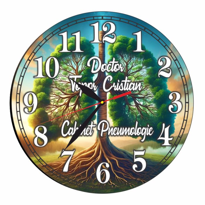 Ceas personalizat pentru Cabinet Pneumologie, Lemn, 40 cm, CDRUV016 - imagine 1
