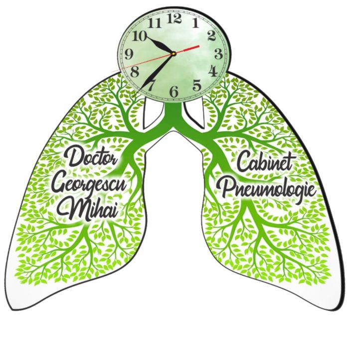 Ceas personalizat pentru Cabinet Pneumologie, Lemn, 39x36 cm, CDRUV017 - imagine 3