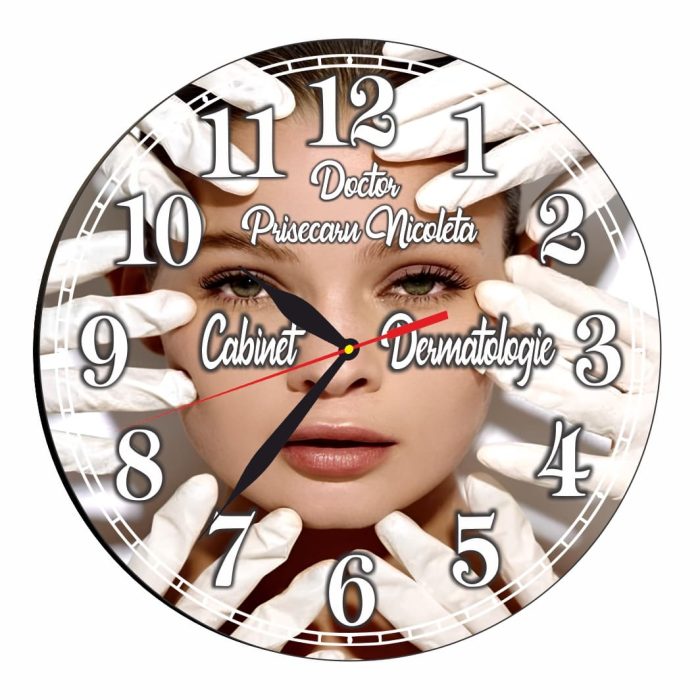 Ceas personalizat pentru Cabinet Dermatologie, Lemn, 40 cm, CDRUV025 - imagine 1