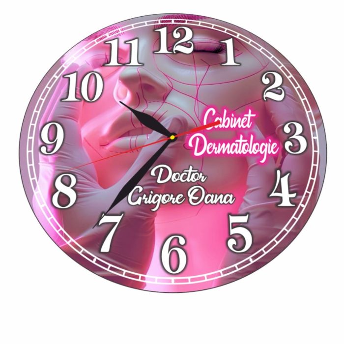 Ceas personalizat pentru Cabinet Dermatologie, Lemn, 40 cm, CDRUV027 - imagine 4