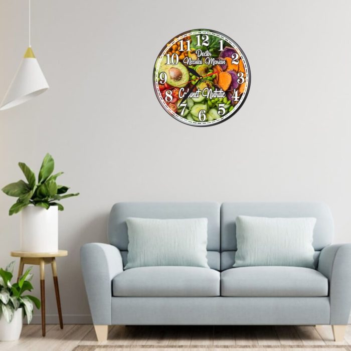 Ceas personalizat pentru Cabinet Nutritie , Lemn, 40 cm, CDRUV033 - imagine 2