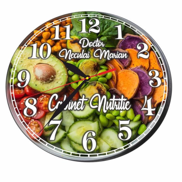 Ceas personalizat pentru Cabinet Nutritie , Lemn, 40 cm, CDRUV033 - imagine 4