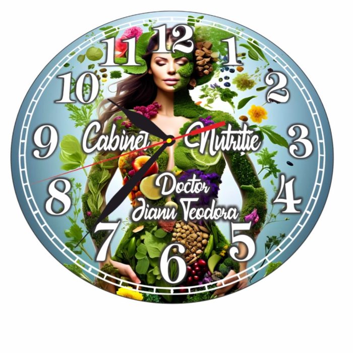 Ceas personalizat pentru Cabinet Nutritie , Lemn, 40 cm, CDRUV035 - imagine 4