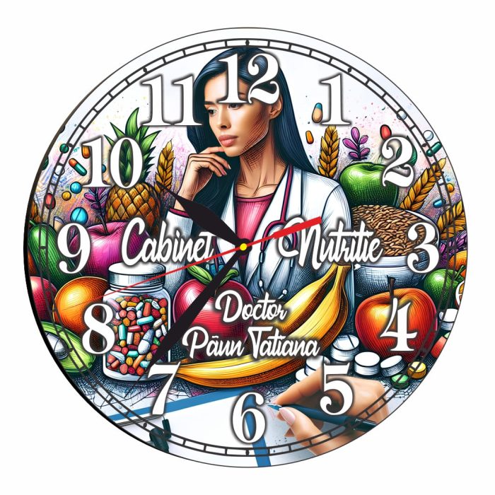 Ceas personalizat pentru Cabinet Nutritie , Lemn, 40 cm, CDRUV036 - imagine 1