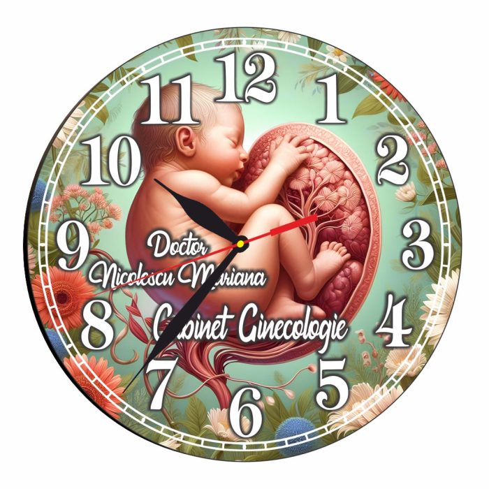Ceas personalizat pentru Cabinet Obstetrica-Ginecologie , Lemn, 40 cm, CDRUV041 - imagine 1