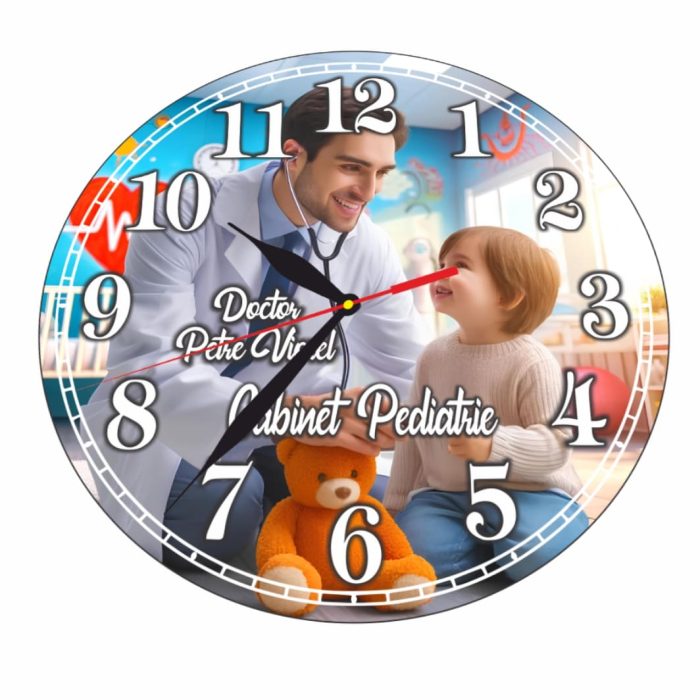 Ceas personalizat pentru Cabinet Pediatrie, Lemn, 40 cm, CDRUV044 - imagine 4