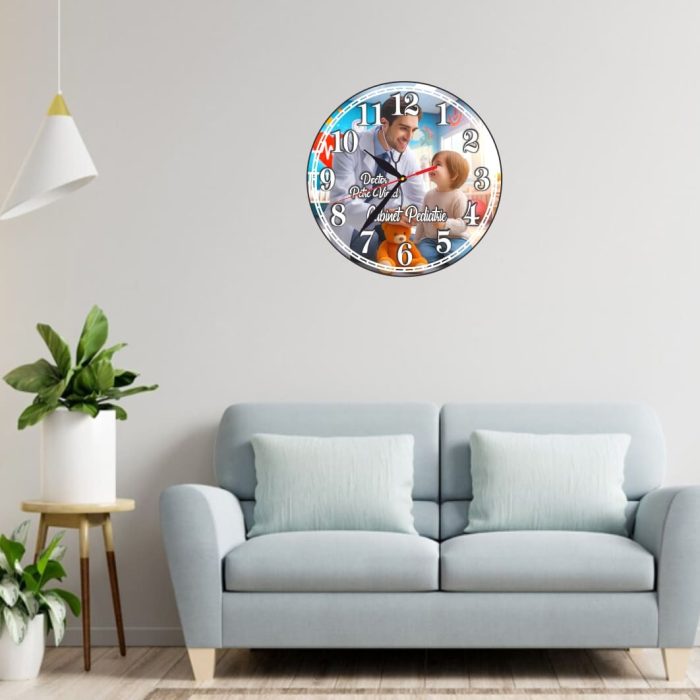 Ceas personalizat pentru Cabinet Pediatrie, Lemn, 40 cm, CDRUV044 - imagine 2
