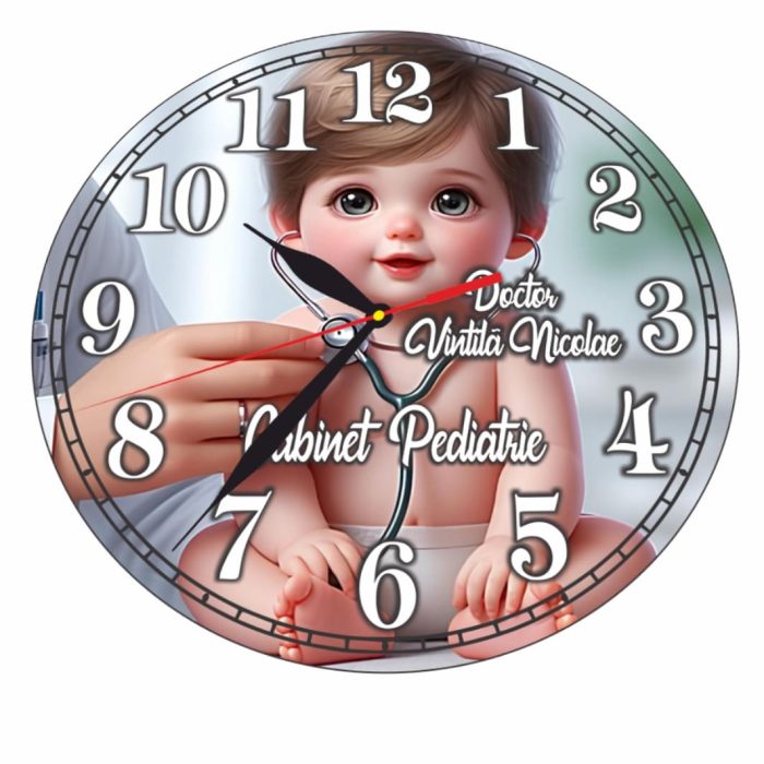 Ceas personalizat pentru Cabinet Pediatrie, Lemn, 40 cm, CDRUV047 - imagine 4