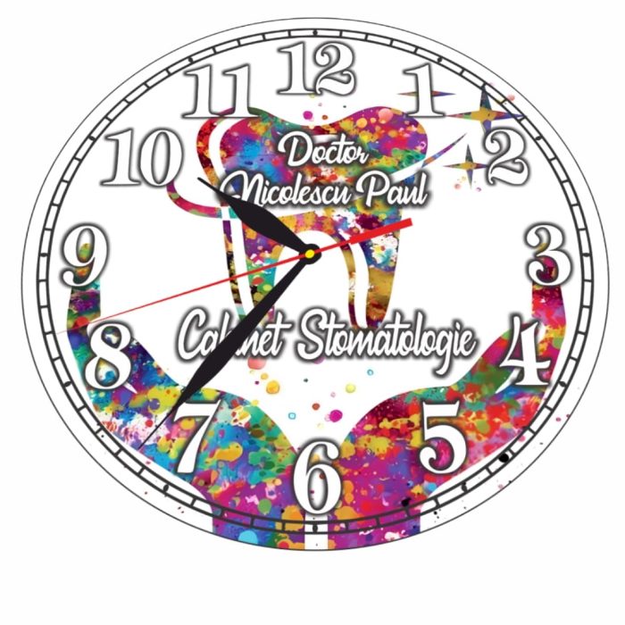 Ceas personalizat pentru Cabinet Stomatologie, Lemn, 40 cm, CDRUV051 - imagine 4