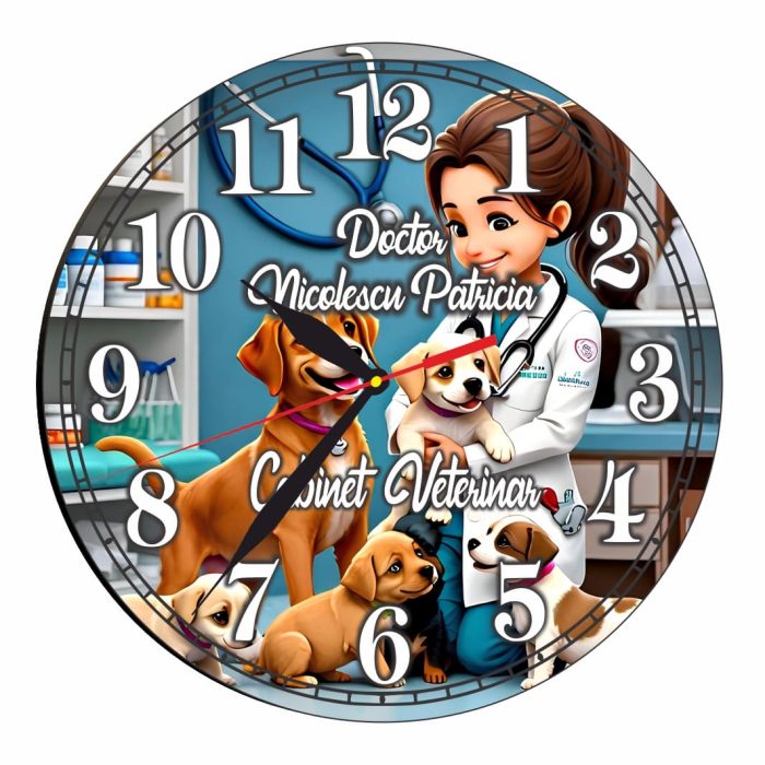 Ceas personalizat pentru Cabinet Veterinar, Lemn, 40 cm, CDRUV062 - imagine 1