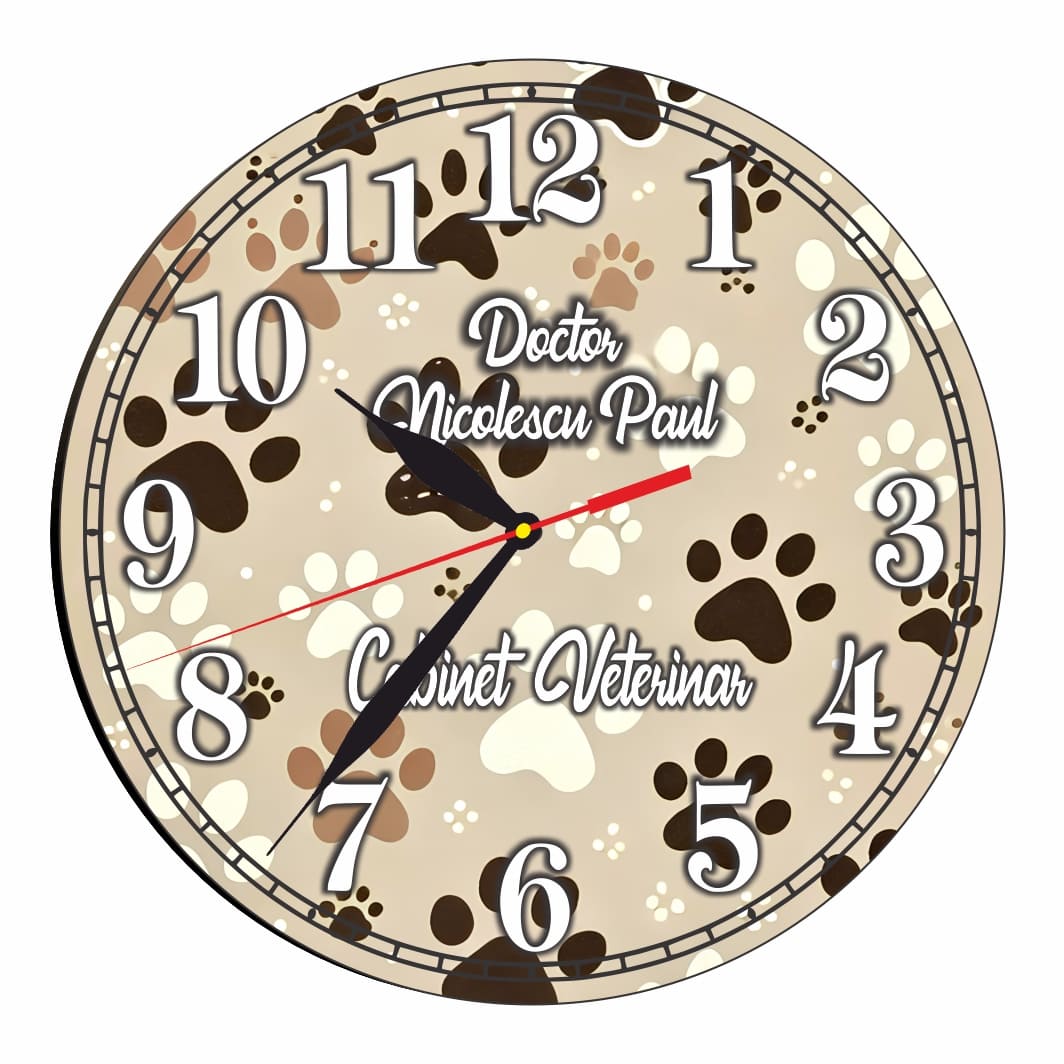 CDRUV064 Ceas personalizat pentru Cabinet Veterinar, Lemn, 40 cm, CDRUV064 - imagine 1