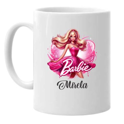 Cana personalizata, Alba, Barbie, 350 ml, CDUV007