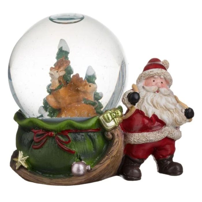 Decoratiune de Craciun, Glob Lichid, Mos Craciun, Ren, Baza Sac, 9cm, DCJ488 - imagine 1