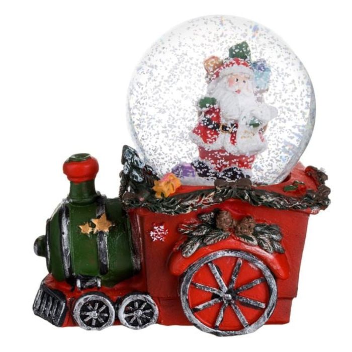 Decoratiune de Craciun, Glob Lichid, Mos Craciun, Cadouri, Baza Rosie, Tren, 8.5cm, DCJ489 - imagine 2