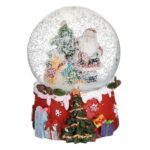 Decoratiune de Craciun, Glob Lichid, Mos Craciun, Brad, Caine, Baza Rosie, 6cm, DCJ490 - imagine 2