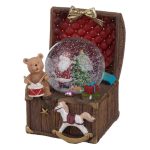 Decoratiune de Craciun, Glob Lichid, Muzical, Cufar, Mos Craciun, Jucarii, 13.5cm, DCJ492 - imagine 2