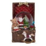 Decoratiune de Craciun, Glob Lichid, Muzical, Cufar, Mos Craciun, Jucarii, 13.5cm, DCJ492