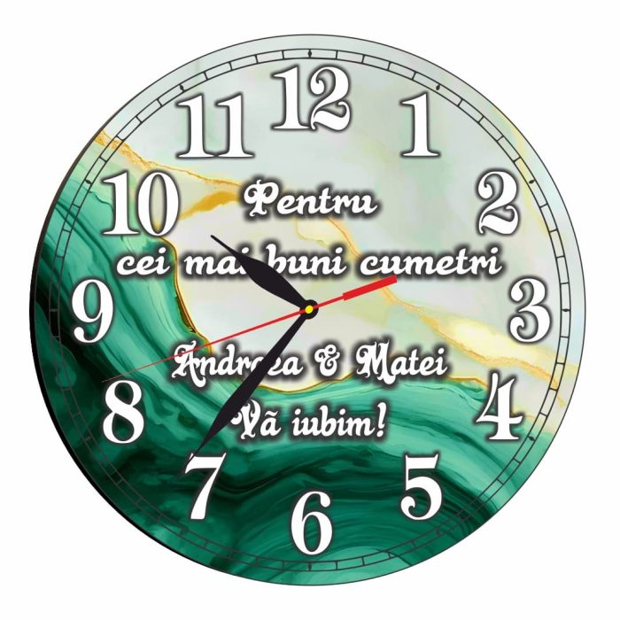 Ceas Cumetri Personalizat, Lemn, 40cm, CCMUV001 - imagine 4