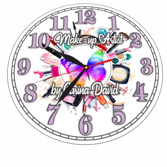 Ceas Make-Up Artist, Personalizat, Lemn, 40 cm, CMSUV006 - imagine 5