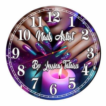 Ceas Nails-Artist, Manichiura, Personalizat, Lemn, 40 cm, CMSUV016