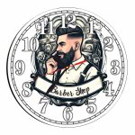 Ceas Barber Shop, Personalizat, Lemn, 40 cm, CMSUV020