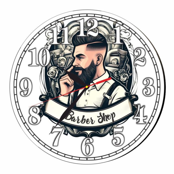 Ceas Barber Shop, Personalizat, Lemn, 40 cm, CMSUV020 - imagine 4