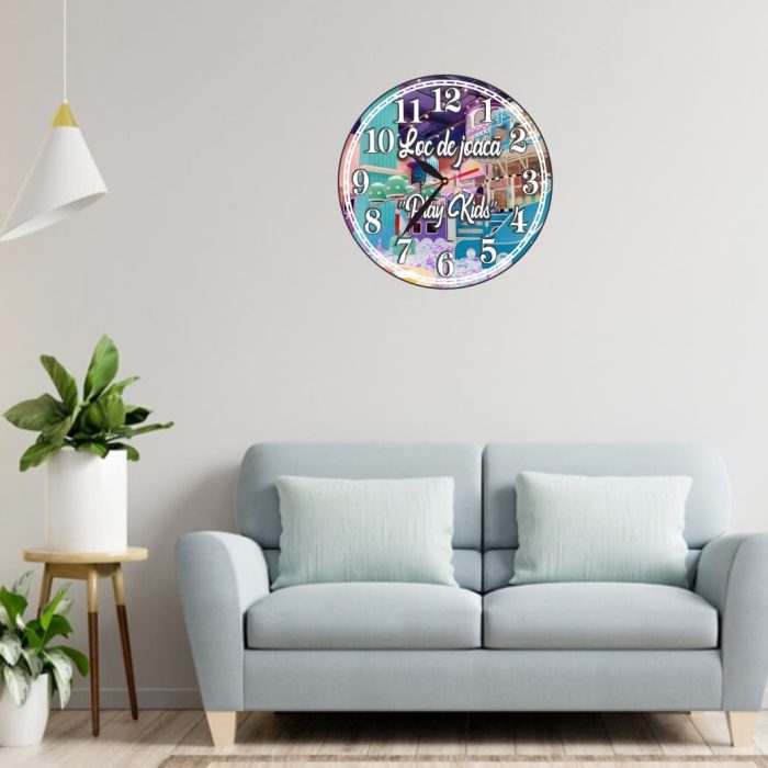 Ceas Loc de joaca, Personalizat, Lemn, 40 cm, CMSUV042 - imagine 2