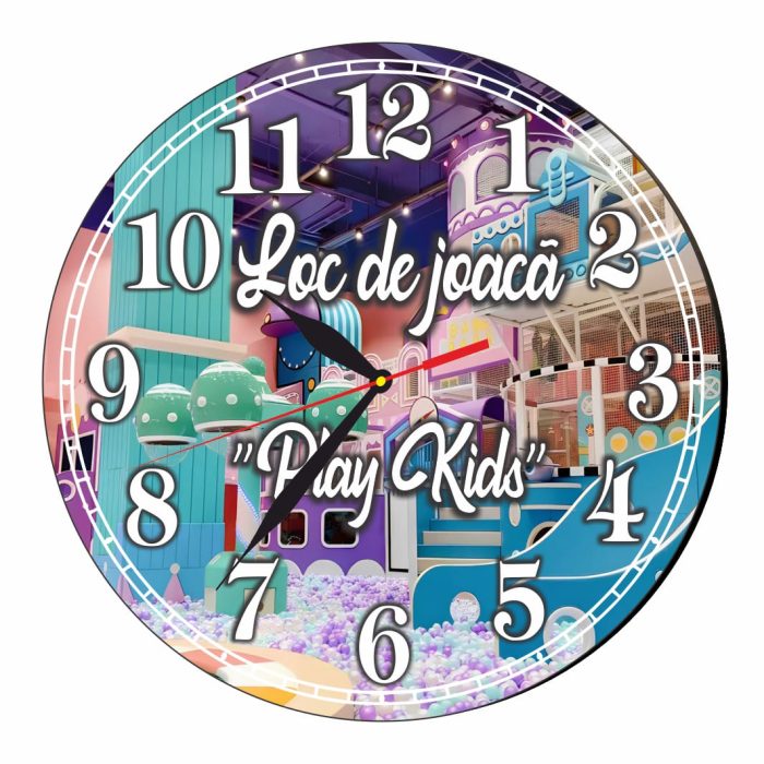 Ceas Loc de joaca, Personalizat, Lemn, 40 cm, CMSUV042 - imagine 4