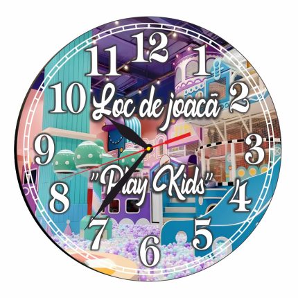 Ceas Loc de joaca, Personalizat, Lemn, 40 cm, CMSUV042