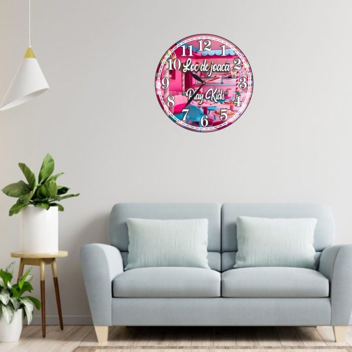 Ceas Loc de joaca, Personalizat, Lemn, 40 cm, CMSUV043 - imagine 2