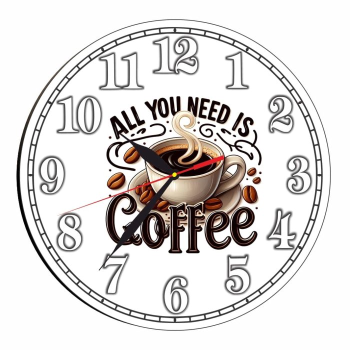 Ceas Cafenea, Personalizat, Lemn, 40 cm, CMSUV050 - imagine 1