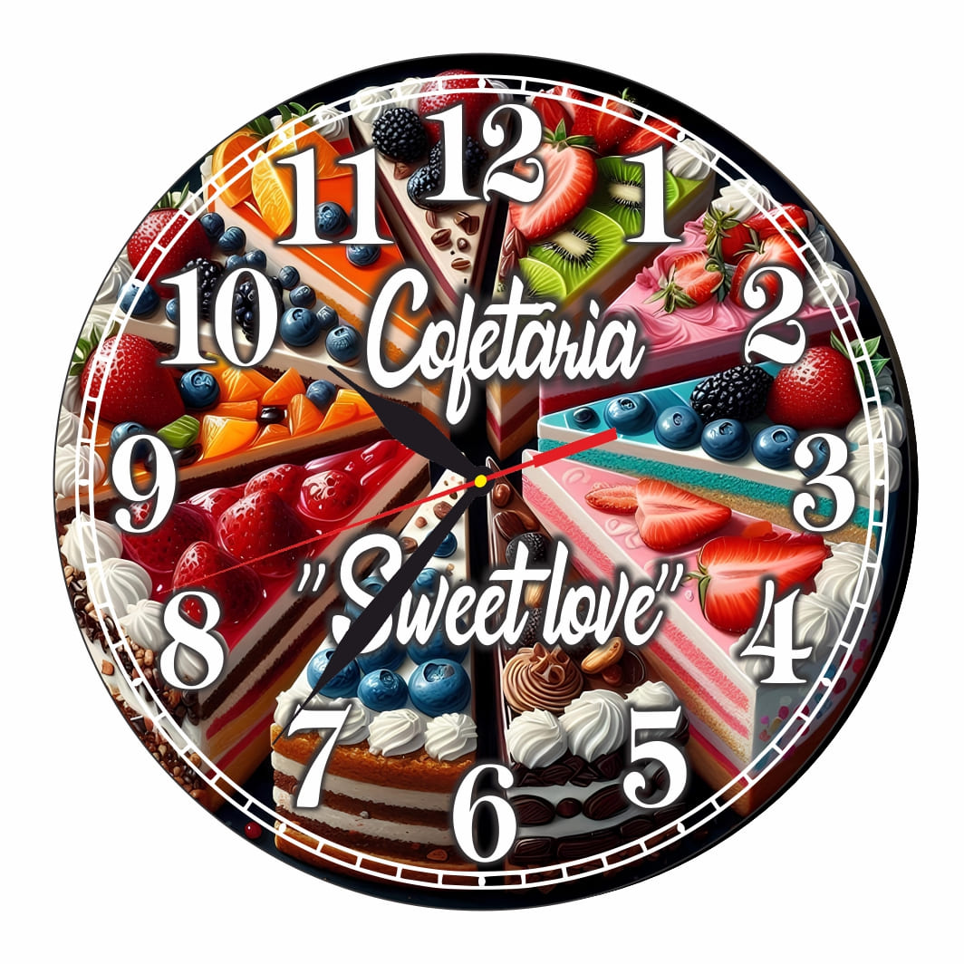 CMSUV051 Ceas Cofetarie, Personalizat, Lemn, 40 cm, CMSUV051 - imagine 1