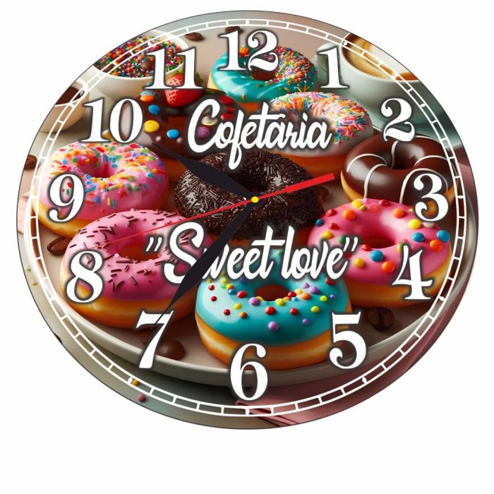 Ceas Cofetarie, Personalizat, Lemn, 40 cm, CMSUV053 - imagine 5
