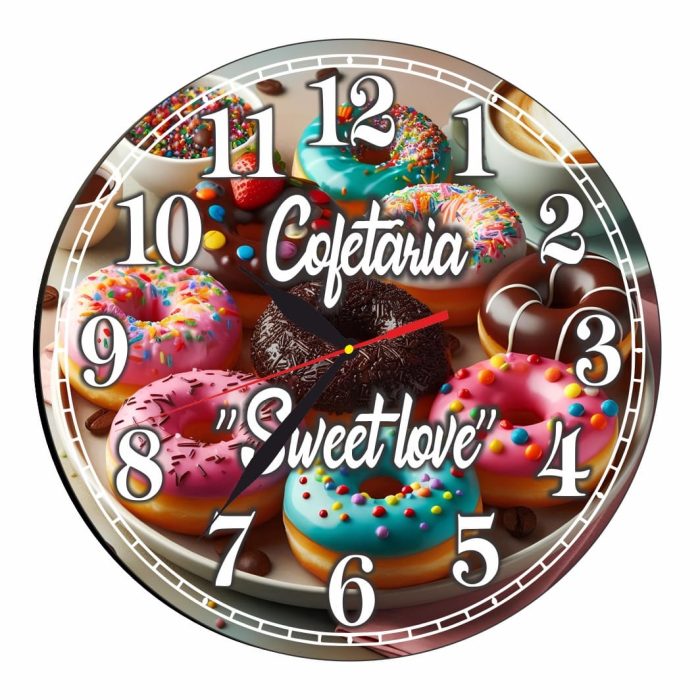 Ceas Cofetarie, Personalizat, Lemn, 40 cm, CMSUV053 - imagine 4