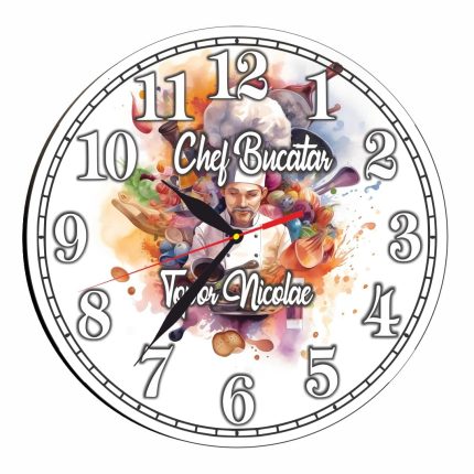 Ceas Bucatar, Personalizat, Lemn, 40 cm, CMSUV060