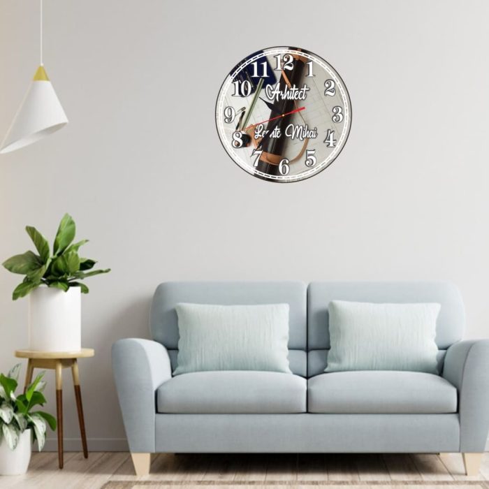 Ceas Arhitect, Personalizat, Lemn, 40 cm, CMSUV070 - imagine 2