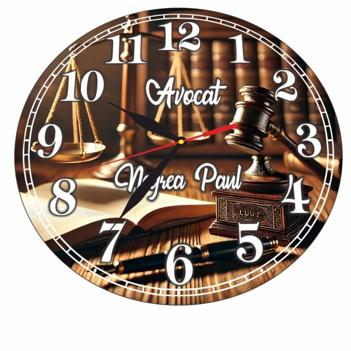 Ceas Avocat, Personalizat, Lemn, 40 cm, CMSUV074 - imagine 5
