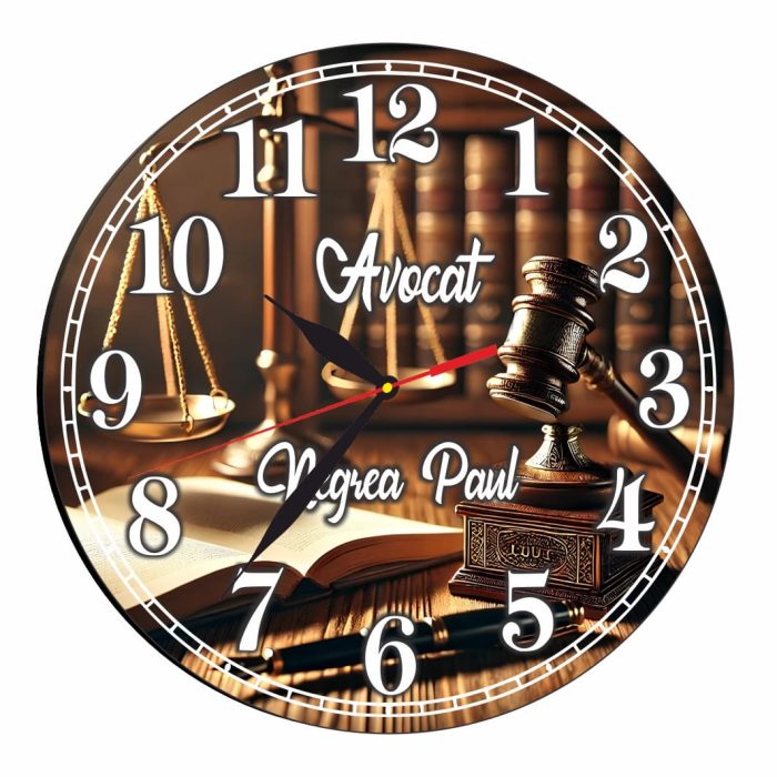 Ceas Avocat, Personalizat, Lemn, 40 cm, CMSUV074 - imagine 4