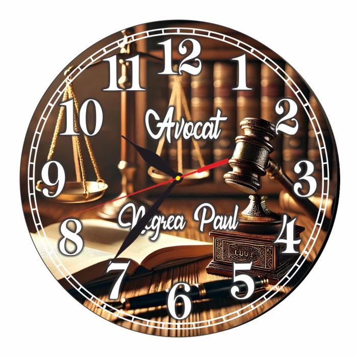 Ceas Avocat, Personalizat, Lemn, 40 cm, CMSUV074 - imagine 1