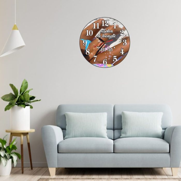 Ceas Salon Bronzare, Solar, Personalizat, Lemn, 40 cm, CMSUV080 - imagine 2