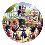Ceas Gradinita, Scoala, Personalizat, Lemn, 40 cm, CMSUV085