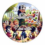 Ceas Gradinita, Scoala, Personalizat, Lemn, 40 cm, CMSUV085 - imagine 4
