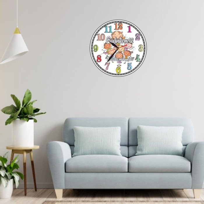 Ceas Gradinita, Scoala, Personalizat, Lemn, 40 cm, CMSUV087 - imagine 2