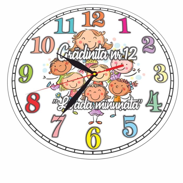Ceas Gradinita, Scoala, Personalizat, Lemn, 40 cm, CMSUV087 - imagine 5