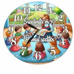 Ceas Gradinita, Scoala, Personalizat, Lemn, 40 cm, CMSUV088 - imagine 5