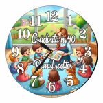 Ceas Gradinita, Scoala, Personalizat, Lemn, 40 cm, CMSUV088 - imagine 4
