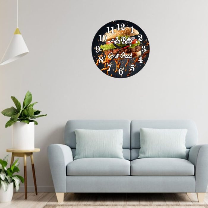 Ceas Fast-Food, Personalizat, Lemn, 40 cm, CMSUV090 - imagine 2